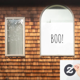 Boo weiß schwarz spooky typografie lustig Hallowee Fensteraufkleber