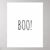 Boo-weiße spooky Typografie minimalistisch Hallowe Poster (Vorne)