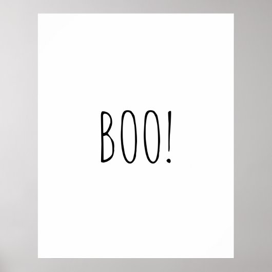 Boo-weiße spooky Typografie minimalistisch Hallowe Poster (Vorne)