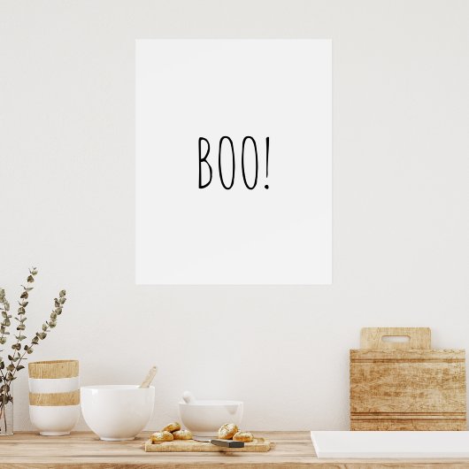 Boo-weiße spooky Typografie minimalistisch Hallowe Poster (Küche)