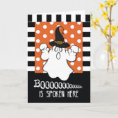 Boo wird hier Halloween Ghost gesprochen Karte (Gelbe Blume)