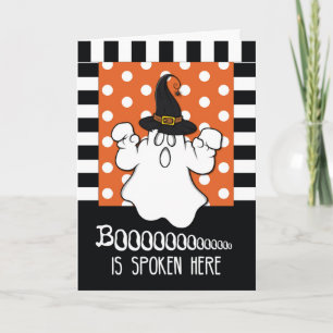 Boo wird hier Halloween Ghost gesprochen Karte
