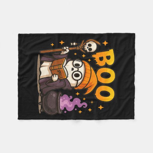 Boo Witch Ghost Halloween Niedlicher Ghost Trick o Fleecedecke (Vorderseite (Horizontal))