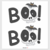 BOO with a Bite – Bat & Skull Halloween Lettering Aufkleber (Blatt)