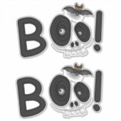 BOO with a Bite – Bat & Skull Halloween Lettering Aufkleber (Vorderseite)