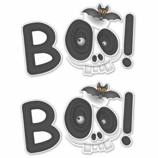 BOO with a Bite – Bat & Skull Halloween Lettering Aufkleber (Vorderseite)