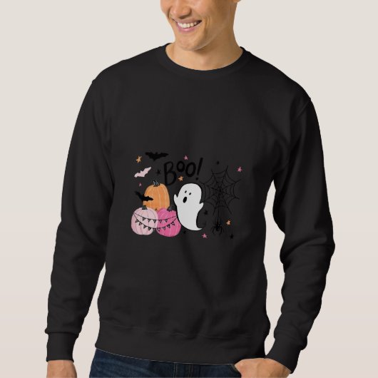 boo with ghost and pumpkins for halloween costume sweatshirt (Vorderseite)