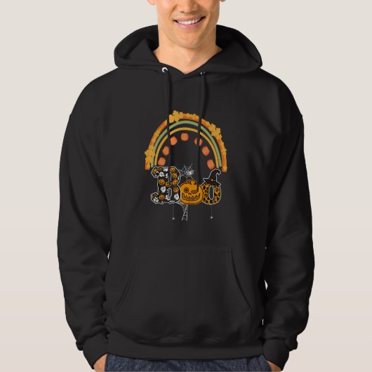 Boo With Spiders And Witch Hat Halloween Rainbow Hoodie (Vorderseite)