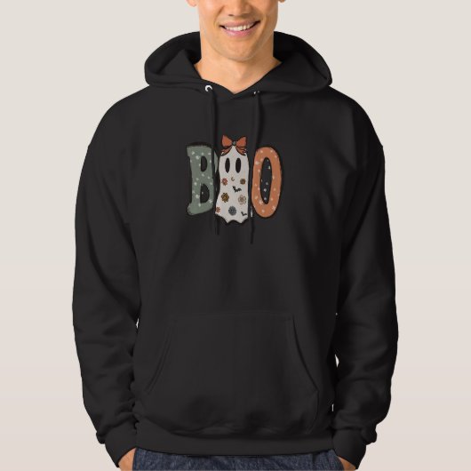Boo With Spiders And Witch Hat Halloween Women Gir Hoodie (Vorderseite)