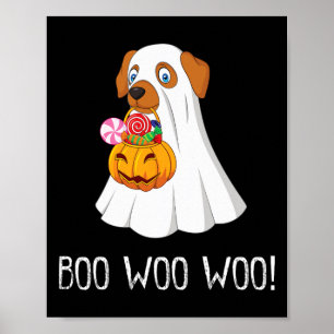 Boo Woo Fun Niedliches Halloween Ghost Dog Women T Poster