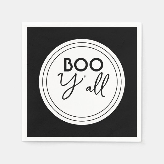 Boo Y’all Black and White Halloween Party Design Serviette (Vorderseite)