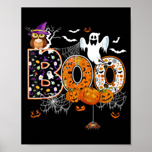Boo y Eule Kürbis Geist Halloween Männer Frauen Ki Poster
