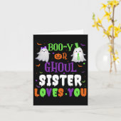 Boo-y oder Ghoul Sister Lieben Sie durch Halloween Karte (Gelbe Blume)
