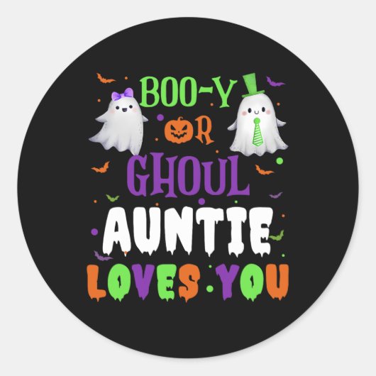 Boo-y oder Ghoul Tantchen Lieben Sie durch Hallowe Runder Aufkleber (Vorderseite)