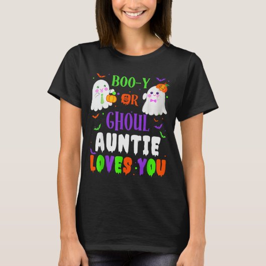 Boo-y Or Ghoul Auntie Loves You Boo Halloween Baby T-Shirt (Vorderseite)