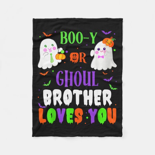 Boo-y Or Ghoul Brother Loves You Boo Halloween Bab Fleecedecke (Vorderseite)