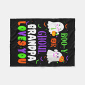 Boo-y Or Ghoul Grandpa Loves You Boo Halloween Bab Fleecedecke (Vorderseite (Horizontal))