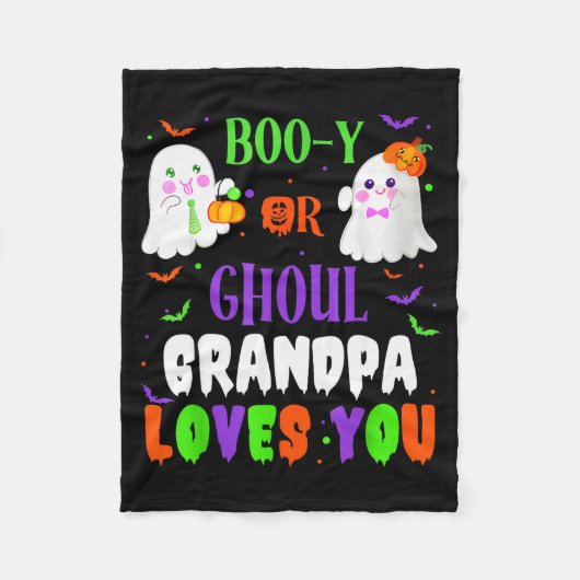 Boo-y Or Ghoul Grandpa Loves You Boo Halloween Bab Fleecedecke (Vorderseite)