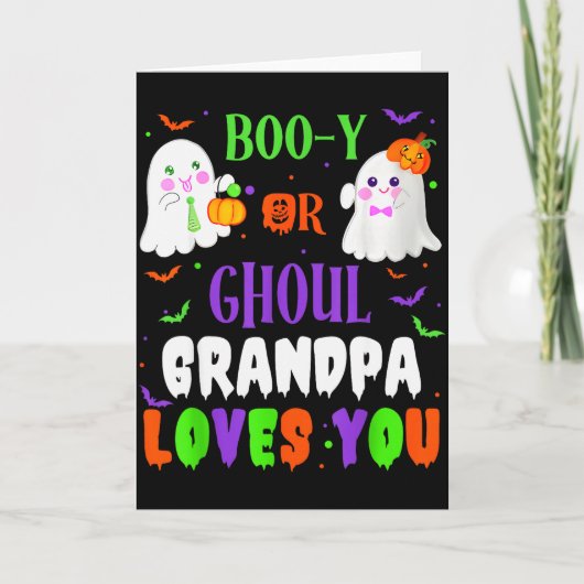 Boo-y Or Ghoul Grandpa Loves You Boo Halloween Bab Karte (Vorderseite)