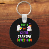 Boo-y Or Ghoul Grandpa Loves You Boo Halloween Bab Schlüsselanhänger (Vorderseite)