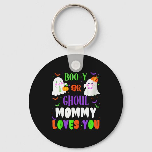 Boo-y Or Ghoul Mommy Loves You Boo Halloween Baby Schlüsselanhänger (Vorderseite)