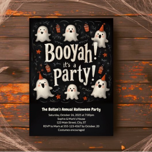 Boo Ya Halloween Niedlich Ghosts Booyah Kostüm Par Einladung
