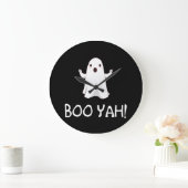 Boo Yah Funny Halloween Ghost Große Wanduhr (Zuhause)