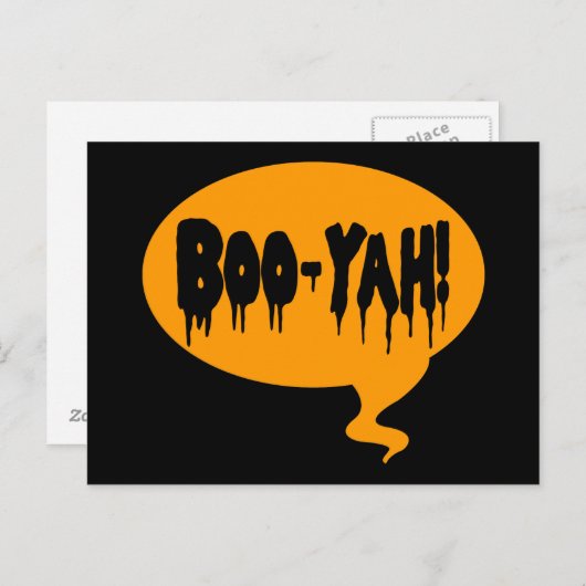Boo-Yah! Funny Halloween Style Talk Bubble Postkarte (Vorne/Hinten)