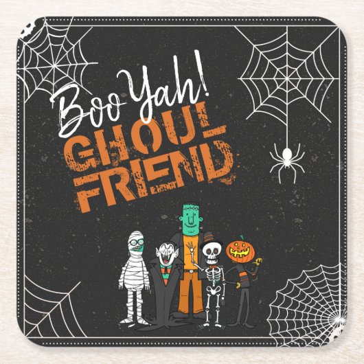 Boo Yah Ghoul Friend Halloween ID684 Rechteckiger Pappuntersetzer (Vorderseite)
