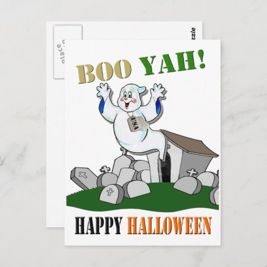 Boo Yah! Happy Halloween Postcard Postkarte (Vorne/Hinten)