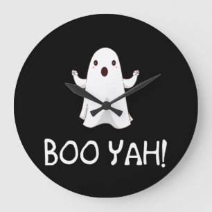 Boo Yah lustiger Halloween Geist Große Wanduhr