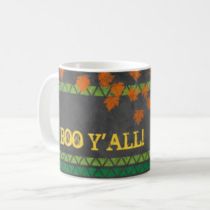 BOO Y'ALL Chalkboard Herbstlaub Halloween Spaß Kaffeetasse