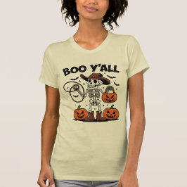 Boo Y'all Skeleton Cowboy Halloween T-Shirt
