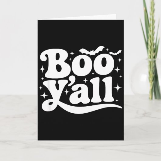 Boo Y'all Southern Retro Halloween Quote Saying Ba Karte (Vorderseite)