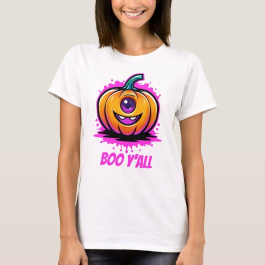 Boo Y'All, spukhaft hübsches Halloween-Design T-Shirt (Vorderseite)