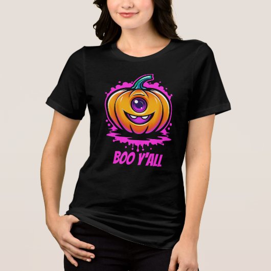 Boo Y'All, spukhaft hübsches Halloween-Design Tri-Blend Shirt (Vorderseite)