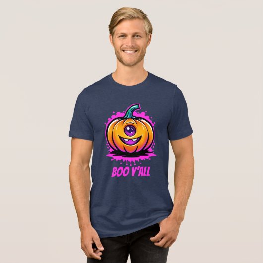 Boo Y'All, spukhaft hübsches Halloween-Design Tri-Blend Shirt (Vorderseite voll)