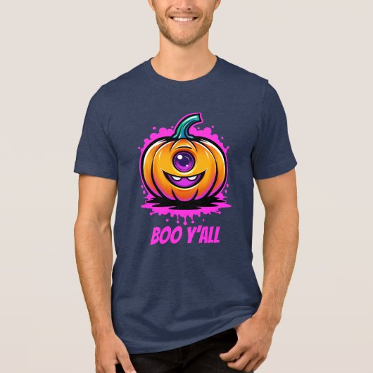 Boo Y'All, spukhaft hübsches Halloween-Design Tri-Blend Shirt (Vorderseite)
