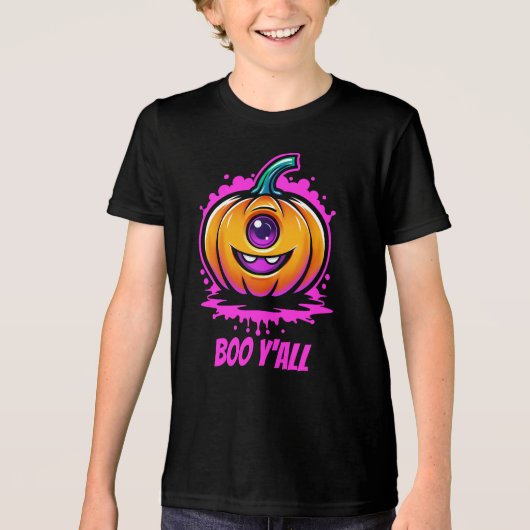 Boo Y'All, spukhaft hübsches Halloween-Design Tri-Blend Shirt (Vorderseite)