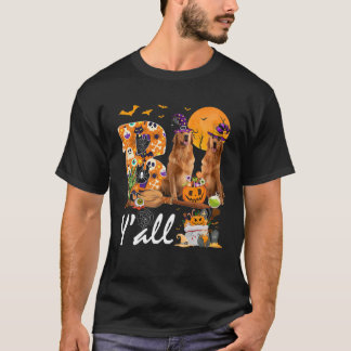 Boo Y'all Three Golden Retriever Dogs Halloween Co T-Shirt
