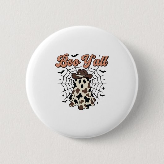Boo Yall Western Geist Halloween Design Button (Vorderseite)