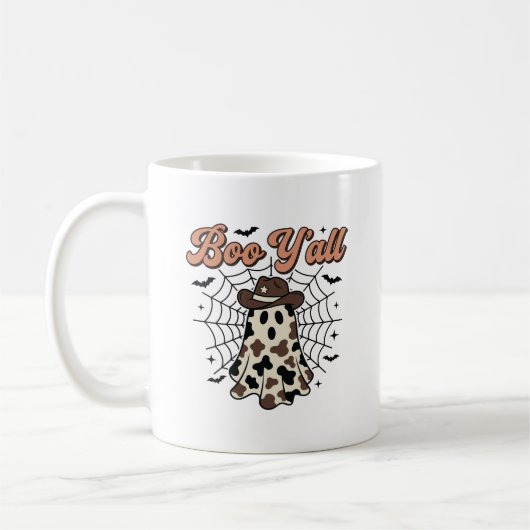 Boo Yall Western Geist Halloween Design Kaffeetasse (Links)
