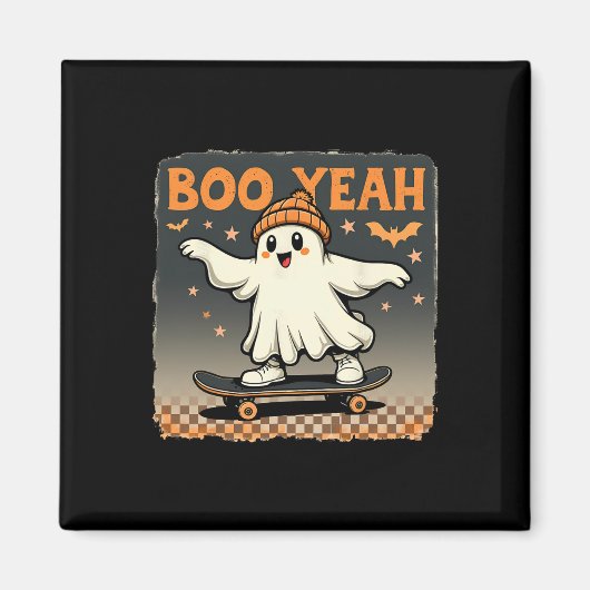 Boo Yeah Halloween Lustiger Gruseliger Geist Skate Magnet (Vorne)