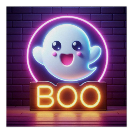BOO Yellow Halloween Ghost Poster (Vorderseite)