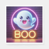 BOO Yellow Halloween Ghost Serviette (Vorderseite)