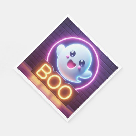 BOO Yellow Halloween Ghost Serviette (Ecke)