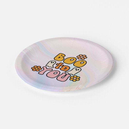 Boo zu dir Niedlich Halloween Pappteller (Schrägansicht)