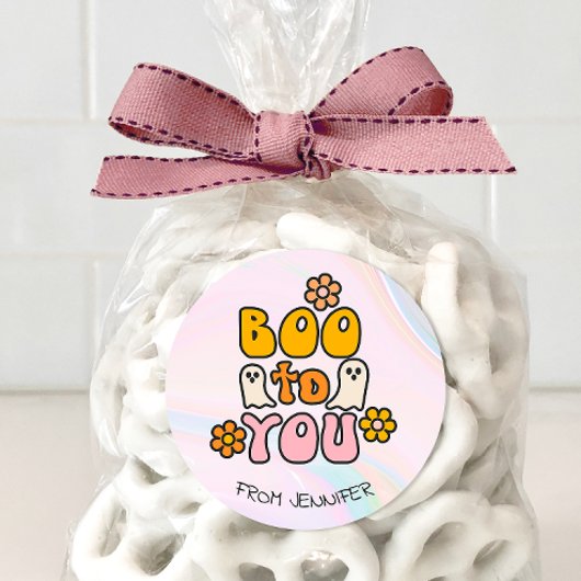 Boo zu dir Niedlich Halloween Runder Aufkleber