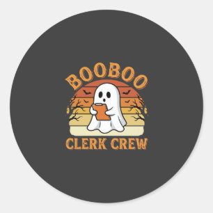 Booboo Clerk Crew Halloween-Geisterdesign_1 Runder Aufkleber