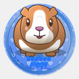 Booboo Piggy Round Blue Aufkleber